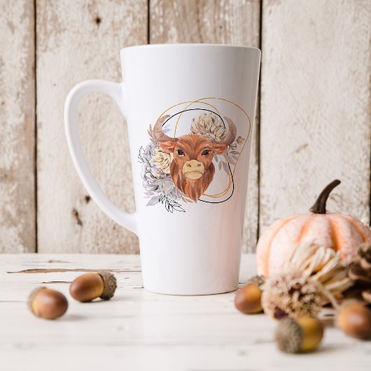 Waterverf Taurus Astrologie Zodiac Sign | Monogram Latte Mok