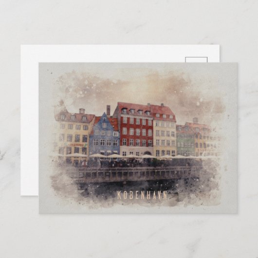 Waterverf te Kopenhagen Briefkaart (Voorkant / Achterkant)
