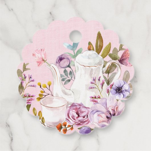 Waterverf Tea Party Baby shower dank u Bedankjes Labels (Achterkant)