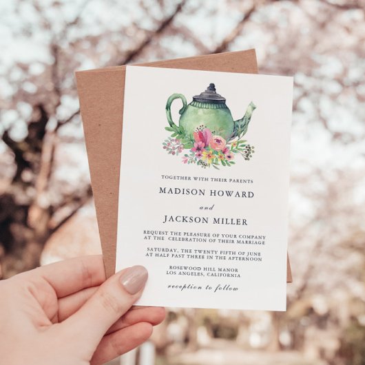 Waterverf Tea Party Wedding Kaart