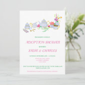 Waterverf Tea Set Adoption Baby shower Kaart (Staand voorkant)