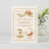 Waterverf Tea Time Invitation Kaart (Staand voorkant)