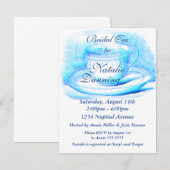 Waterverf Teacup Bridal Shower Invitations Kaart (Voorkant / Achterkant)