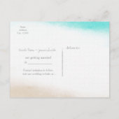 Waterverf Teal & Tan Strand Bruiloft Save the Date Aankondigingskaart (Achterkant)
