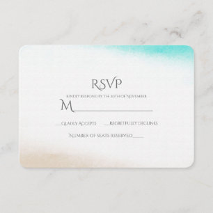 Waterverf Teal & Tan Subtiele Beach Bruiloft RSVP Kaartje