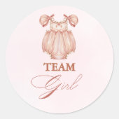 Waterverf Team Meisje Gender Reveal Sticker (Voorkant)