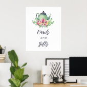 Waterverf Teapot Kaarten en Cadeaubord Poster (Thuiskantoor)