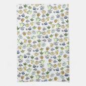 Waterverf Teapots Tea Pattern Theedoek (Verticaal)