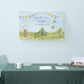 Waterverf Teddy Bear, Adventure verjaardagswelkom Spandoek (Beurs)
