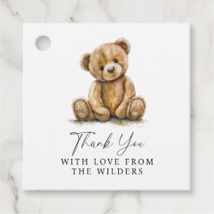 Waterverf Teddy Bear Baby shower Dank u Bedankjes Labels