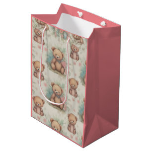 Waterverf Teddy Bear Baby shower Geschenkzakken Medium Cadeauzakje