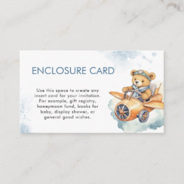 Waterverf Teddy Bear Baby shower Informatiekaartje