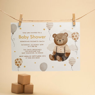 Waterverf Teddy Bear Baby shower Kaart