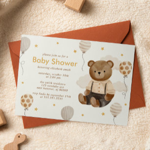 Waterverf Teddy Bear Baby shower Kaart