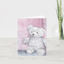 Waterverf Teddy Bear Note Cards, Blank Interior
