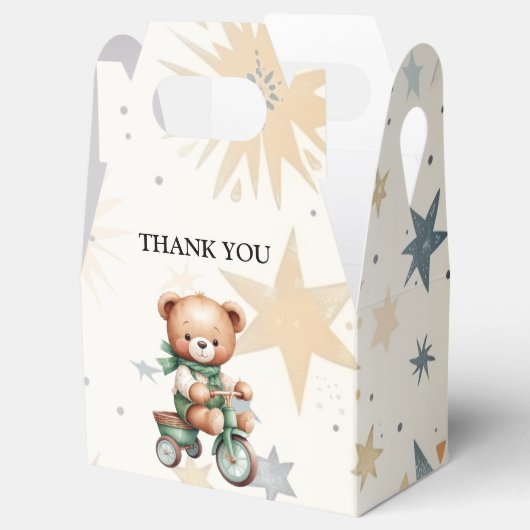 Waterverf Teddy Bear Sterren Groene Fietsfeest Bedankdoosjes (Geopend)