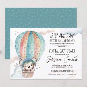 Waterverf Teddy Bear Virtueel Baby shower Kaart