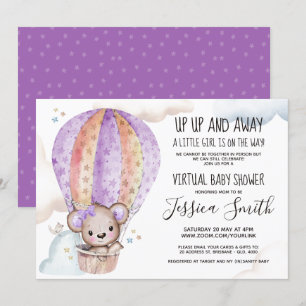 Waterverf Teddy Bear Virtueel Baby shower Kaart