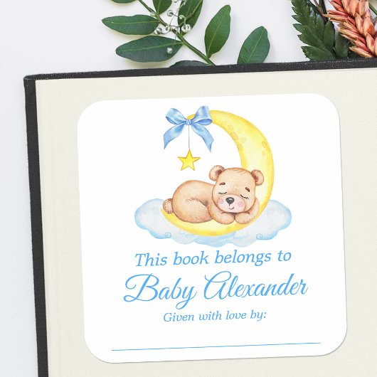 Waterverf Teddybeer Baby shower Bookplate Labels