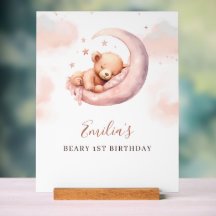 Waterverf Teddybeer Eerste Verjaardag