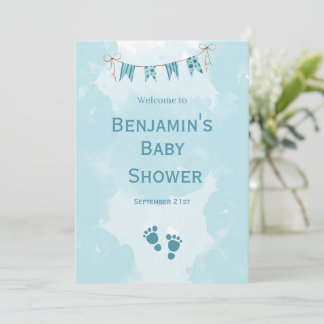 Waterverf Teddybeer Heet Lucht Ballon Baby Shower Kaart