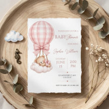 Waterverf Teddybeer Heet Luchtballon Baby Shower