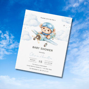 Waterverf Teddybeer Vliegtuig Baby Shower