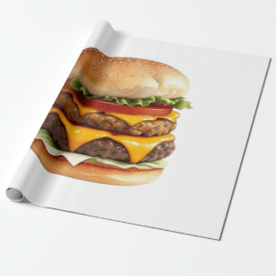 Waterverf Tekening van Delicious Cheeseburger Cadeaupapier