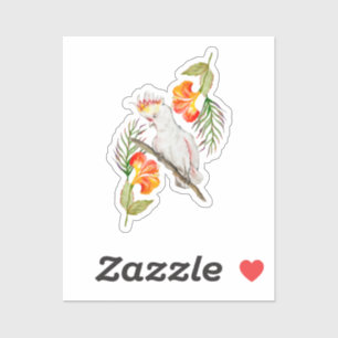 Waterverf tekening van een kaketoe papegaai sticker