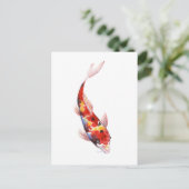 Waterverf tekening van Koi Carp Briefkaart (Staand voorkant)