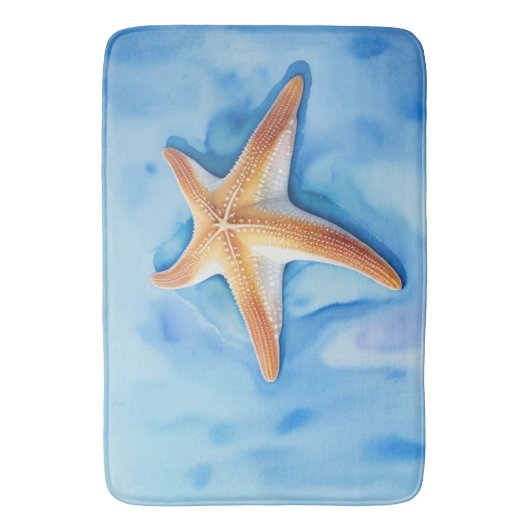 Waterverf Tekening van Starfish Badmat (Voorkant Verticaal)