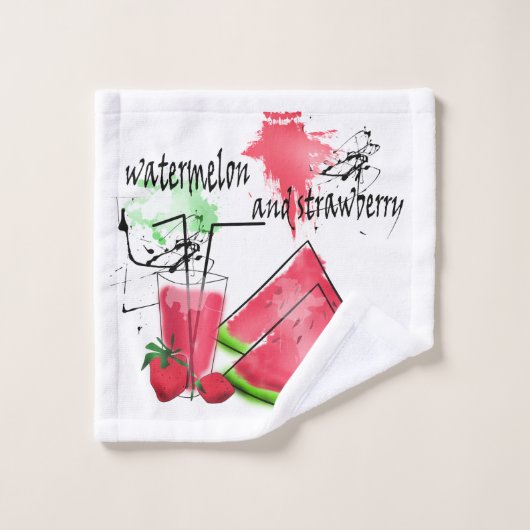 Waterverf tekening van watermeloen en aardbeien bad handdoek