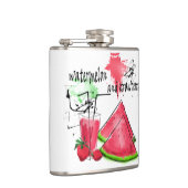 Waterverf tekening van watermeloen en aardbeien heupfles (Rechts)