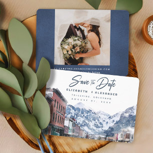 Waterverf Telluride Co Bruiloft Ski Save the Date Kaart