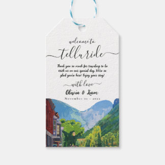 Waterverf Telluride Colorado Mountain bruiloft Cadeaulabel