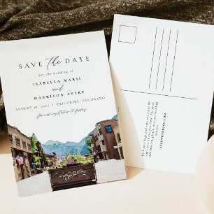 Waterverf Telluride Colorado Ski Bergsilhouet Briefkaart