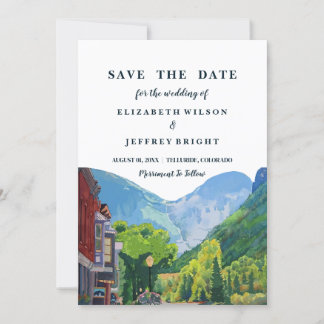 Waterverf Telluride Colorado Ski Bewaar de datum I Kaart