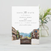Waterverf Telluride Colorado Ski Save the Date Kaart (Staand voorkant)