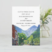 Waterverf Telluride Colorado Ski Save the Date Kaart (Staand voorkant)