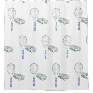 Waterverf Tennis Racket en hoofdband Douchegordijn