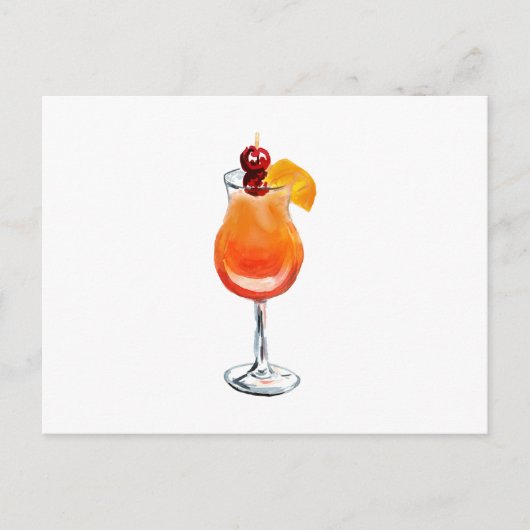 Waterverf Tequila Sunrise Cocktail Briefkaart (Voorkant)