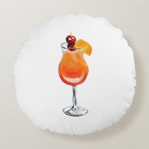 Waterverf Tequila Sunrise Cocktail Rond Kussen