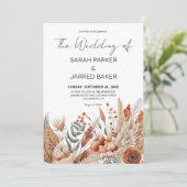 Waterverf Terracotta Bloemen Bruiloft Kaart (Staand voorkant)