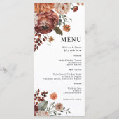 Waterverf Terracotta Bloemen Witte Huwelijk Menu (Voorkant)