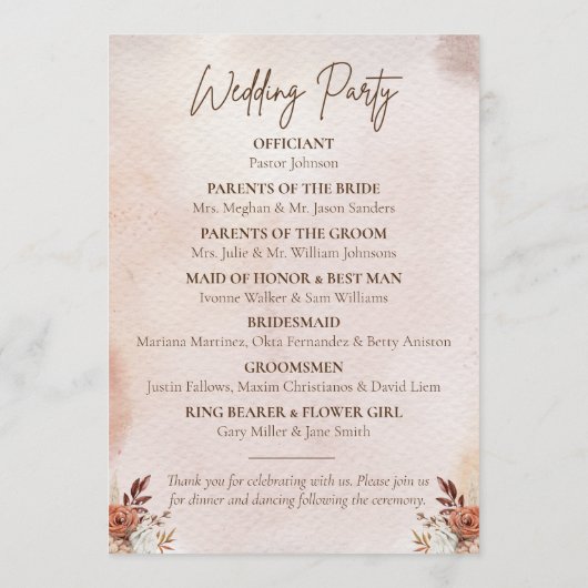 Waterverf Terracotta Herfst Bohemian Boho Floral Programma (Achterkant)