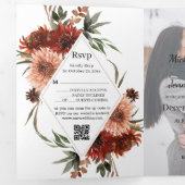 waterverf Terracotta Herfst herfstfoto bruiloft Drieluik Uitnodiging (Binnenzijde eerst)