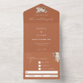 Waterverf terracotta herfst wilde bloem bruiloft all in one uitnodiging (Binnen)