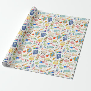 Waterverf Terug naar school Cadeaupapier