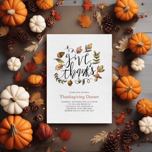 Waterverf terugval laat Thanksgiving eten Kaart