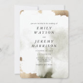 Waterverf Texture Gray Marble Wedding Invitation Kaart (Voorkant)